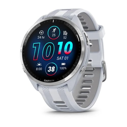 umnye-chasy-garmin-forerunner-965-belye-titanovyj-bezel-s-belym-remeshkom