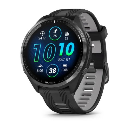 umnye-chasy-garmin-forerunner-965-chernye-temno-seryj-dlc-titanovyj-bezel-s-chernym-remeshkom